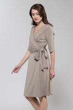 Beige Dot Trimming Dress