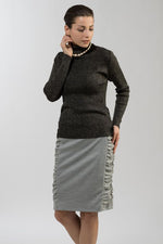 Light Grey Rich Wool Side-Gathered Skirt