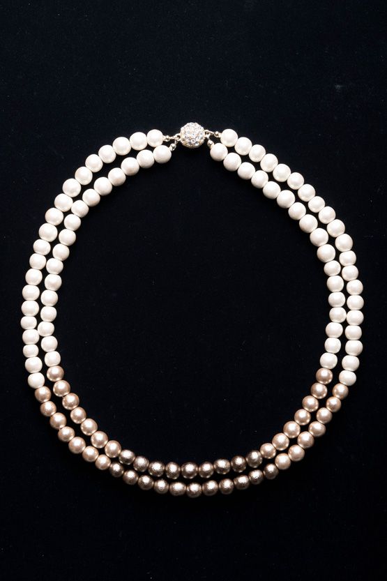Classical Gold Lightweight Wood Pearl Double Strand Necklace