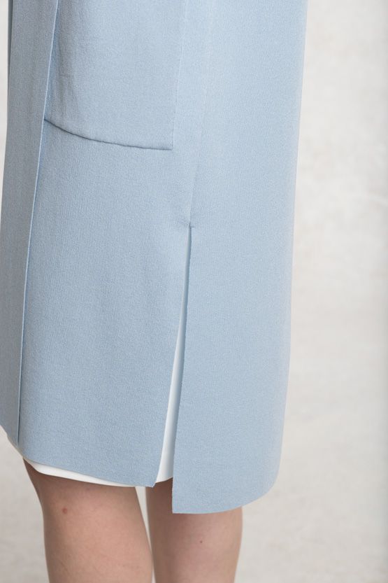Baby Blue Kanazawa Washable Cardigan With Side Slits
