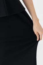 Stretch Lace: White Lace X Black Peplum Docking Dress