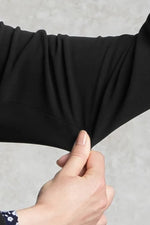 Smart Stretch: Black No-Curl Long Jacket