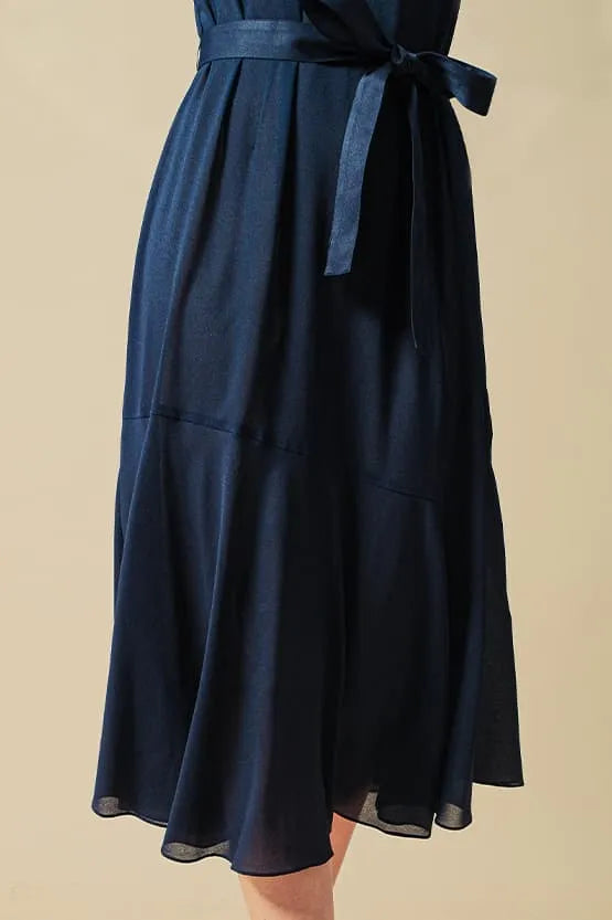 Stretch Chiffon: Navy Long Mermaid Dress