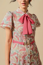 Stretch Chiffon: Stretch Chiffon Genesis Bowtie Shirt Dress