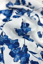 Stretch Chiffon: Navy Orchid Long Mermaid Dress