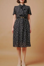 Stretch Chiffon: Monotone Large Dot Dramatic Dress
