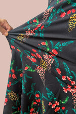 Stretch Chiffon: Black Garden Mermaid Dress With Tie