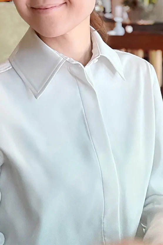 Anti-See-Through Stretch: White Front Fly Shirt