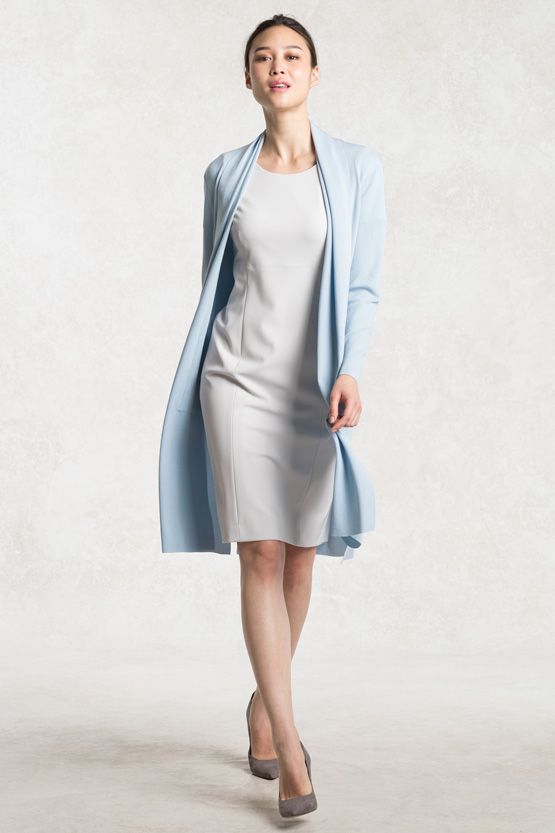 Baby Blue Kanazawa Washable Cardigan With Side Slits