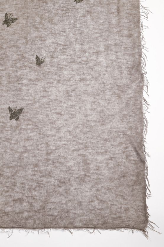 Mouse Grey Cashmere Butterfly Scarf