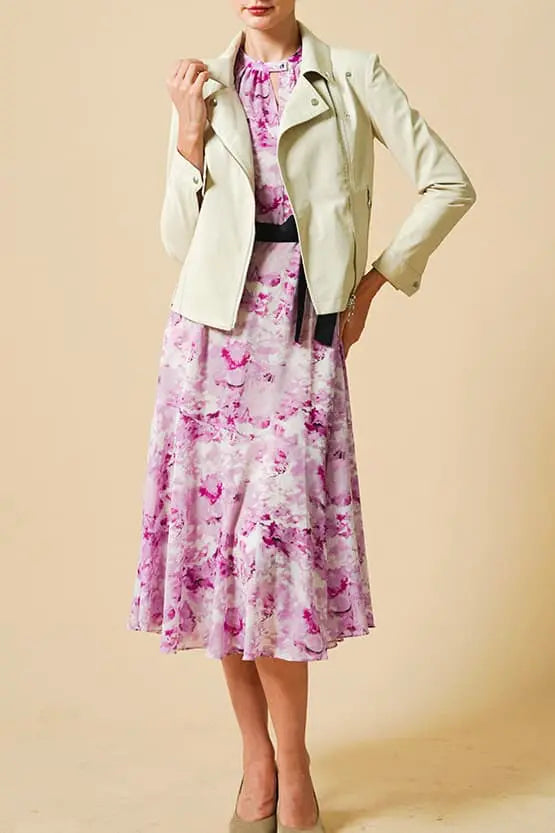 Stretch Chiffon Watercolor Mauve Long Mermaid Dress