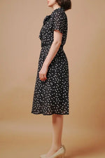 Stretch Chiffon: Monotone Large Dot Dramatic Dress