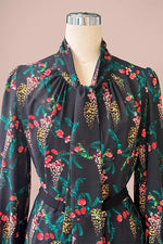 Stretch Chiffon: Black Garden Mermaid Dress With Tie