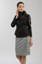 Light Grey Rich Wool Side-Gathered Skirt