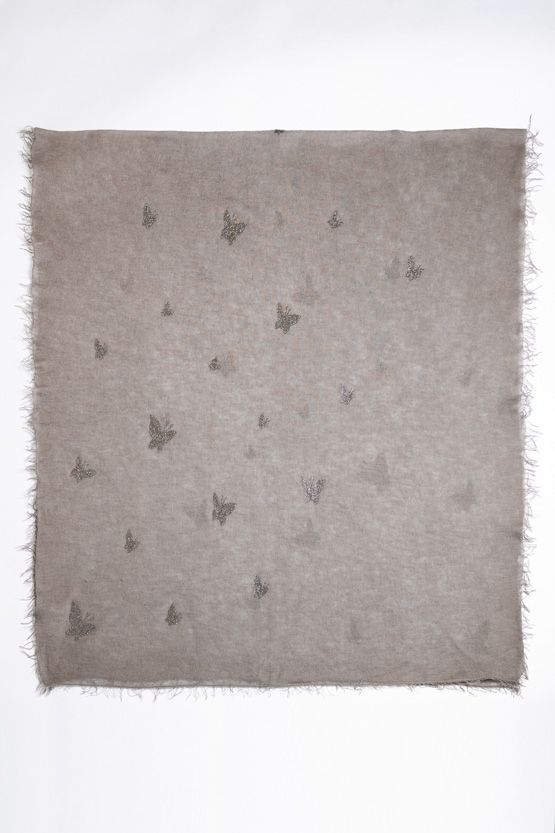 Mouse Grey Cashmere Butterfly Scarf