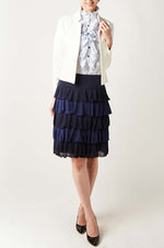 Stretch Chiffon: Navy Blue Chiffon Layer Skirt