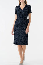 Stretch Jersey: Navy Dot Daily V-Neck Dress