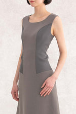 Long Length: Taupe Ribbed Flared Long Dress