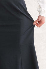 Navy Cotton Blend Midi-Length Mermaid Skirt