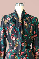 Stretch Chiffon: Black Garden Mermaid Dress With Tie