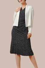 Stretch Jersey: Navy Dot Gathered Dress