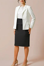 Stretch Lace: White Lace X Black Peplum Docking Dress