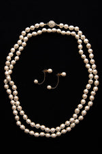 Rich White Lightweight Balsa Pearl 2-Way Earrings