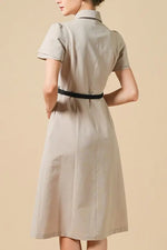 Beige x Black Bowtie Shirt Dress