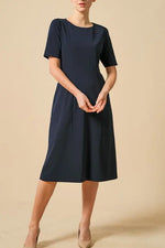 Smart Stretch: Dark Navy A-Line Dress