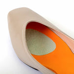 Beige Vegan Leather Fluffy Flats