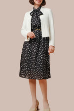Stretch Chiffon: Monotone Large Dot Dramatic Dress