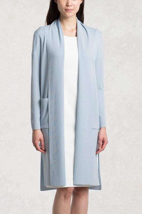 Baby Blue Kanazawa Washable Cardigan With Side Slits
