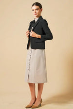 Beige x Black Bowtie Shirt Dress