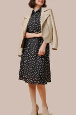 Stretch Chiffon: Monotone Large Dot Dramatic Dress