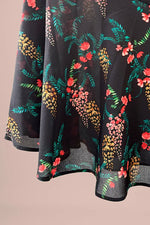 Stretch Chiffon: Black Garden Mermaid Dress With Tie