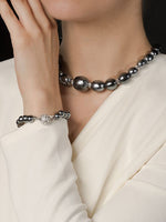 Elegance Gray Lightweight Balsa Pearl 2-Way Necklace (23G)