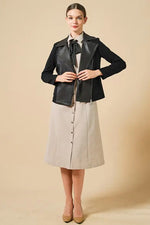 Beige x Black Bowtie Shirt Dress