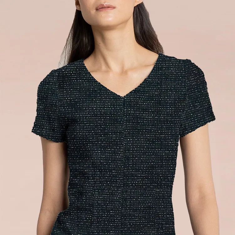 A V-neck designed to make your face look smaller