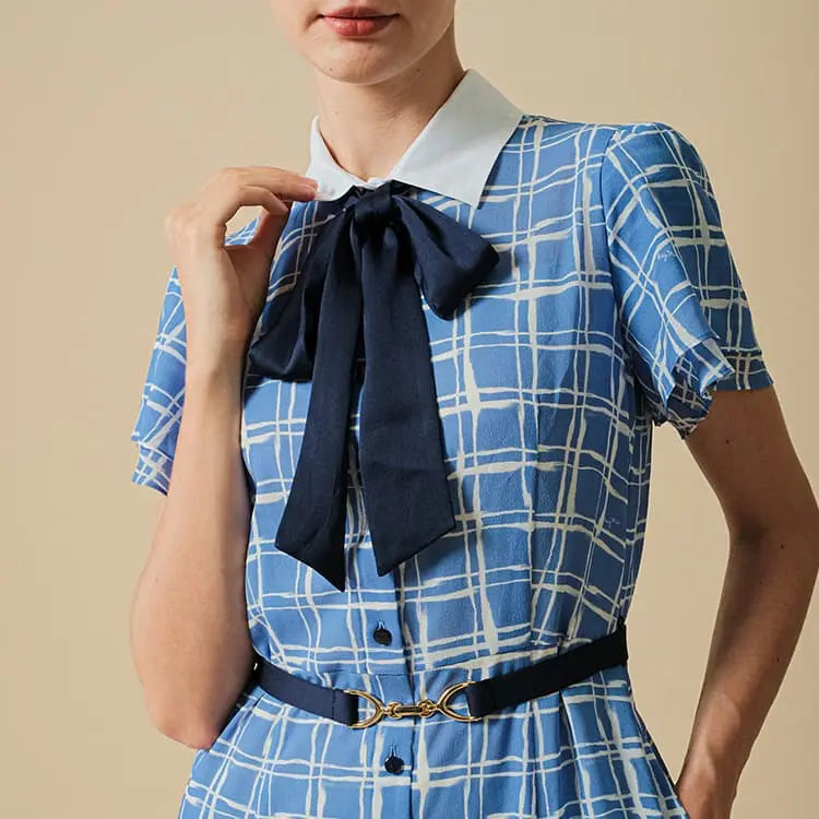 Classy and elegant shirt dress with bowtie and belt