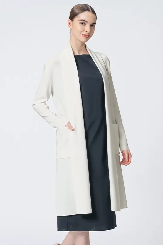 Washable Wool Knit: Long Line Cardigan