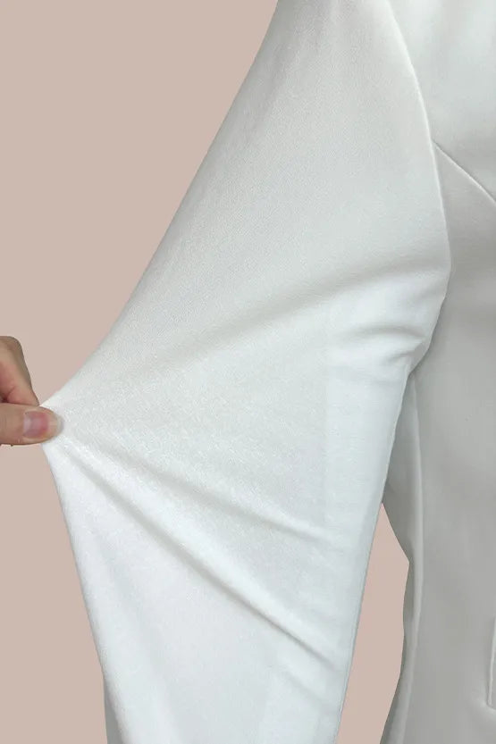 Stretch Jacquard: Collarless Short Jacket