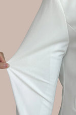 Stretch Jacquard: Collarless Short Jacket
