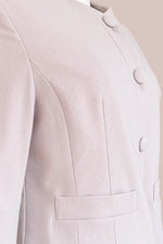 Stretch Jacquard: Collarless Short Jacket