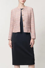 Boucle Tweed: Collarless Short Jacket