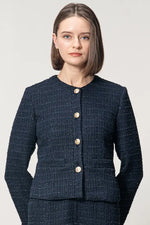 Boucle Tweed: Collarless Short Jacket