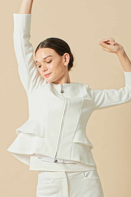Restocked - Space Material: Double Peplum Jacket