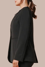 Smart Stretch: Black No-Curl Long Jacket