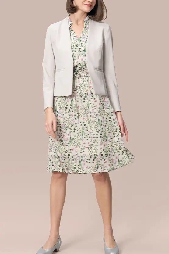 Smart Stretch Front Hook Collarless Jacket