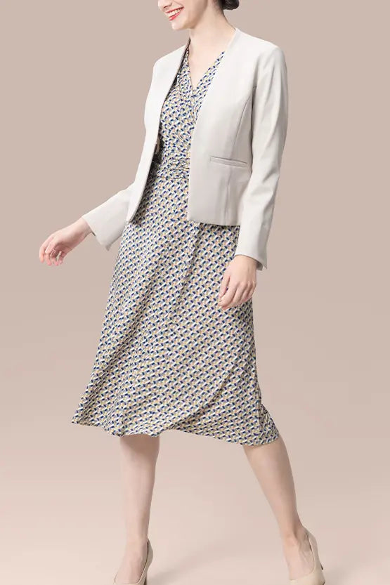 Smart Stretch Front Hook Collarless Jacket