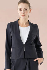 Smart Stretch Light: Dark Navy Front Hook No-Collar Jacket